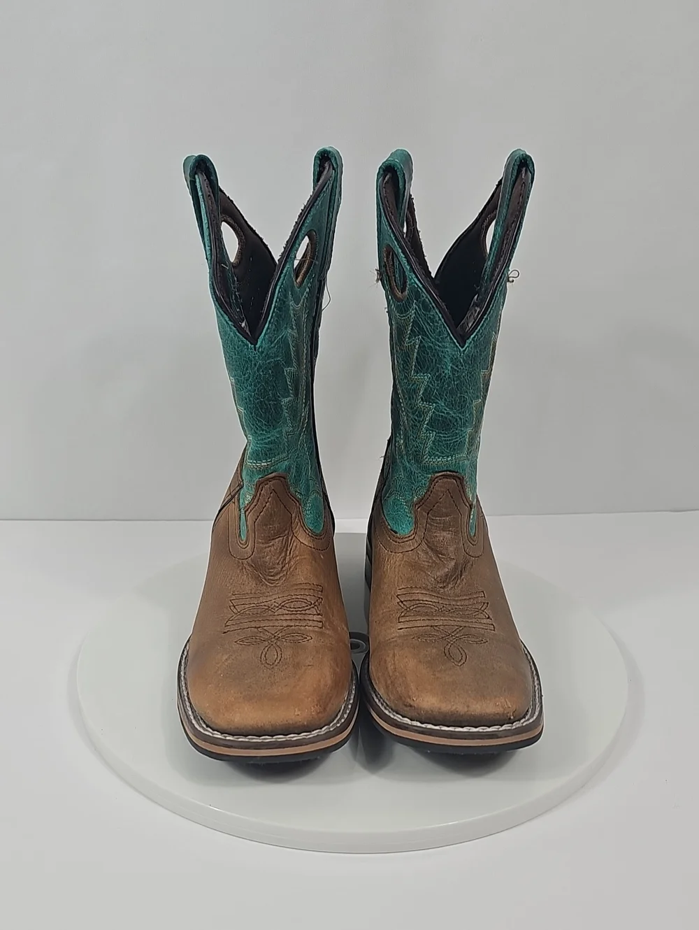 Smoky Mountain Jesse 3851C Kids 3R Brown Turquoise Leather Cowboy Boots Cowgirl